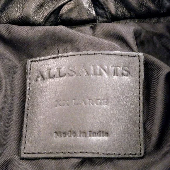 All Saints Zola Black Leather Jacket XXL